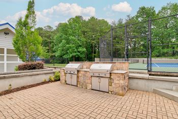 Grilling station with seating areas